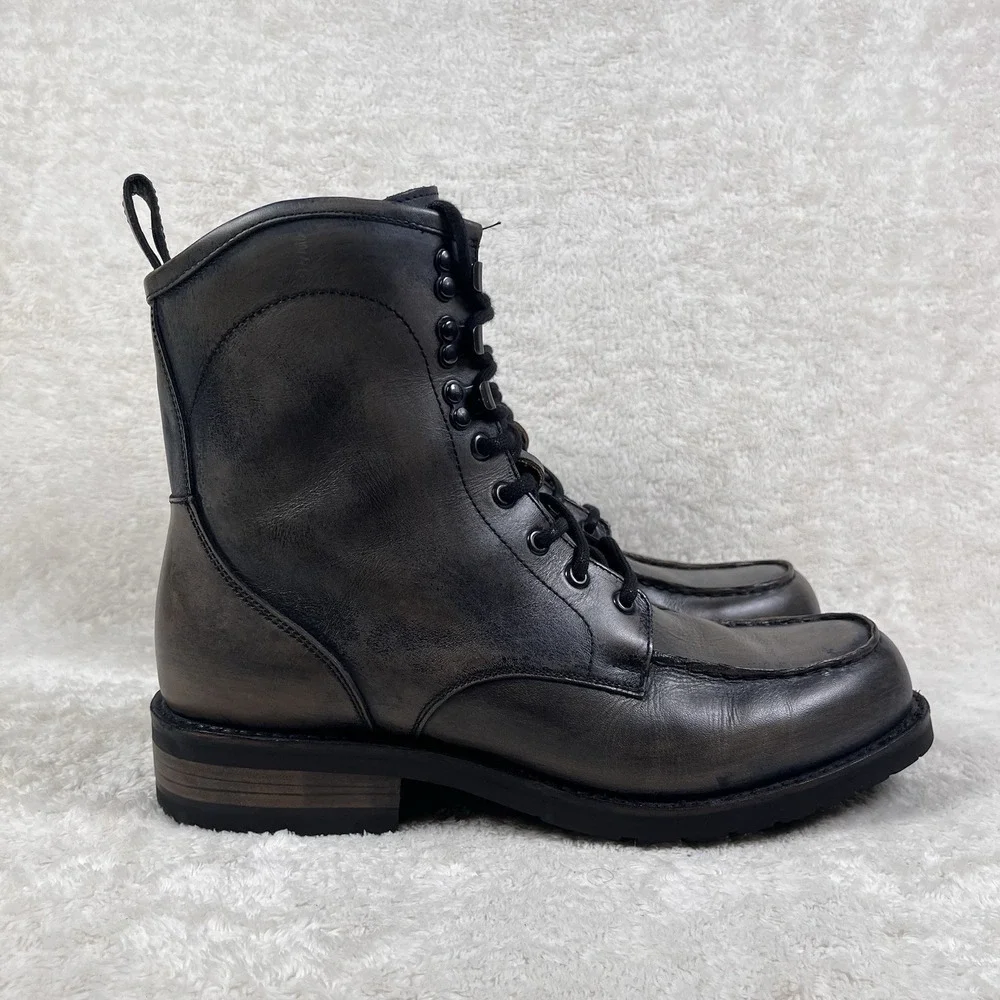 Freebird‎ Idaho Boots Mens Sz 11 Gray Leather Combat Style Distressed Side Zip